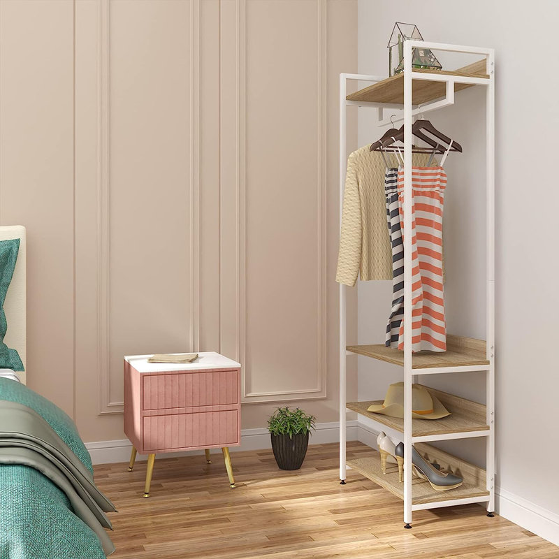 Monarrez 56cm Clothing Rack, White/Light Oak