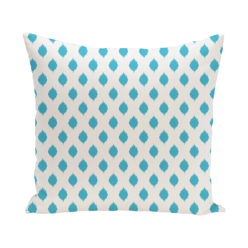 Ikat Outdoor Reversible Throw Pillow, Turquoise, 18"x18"
