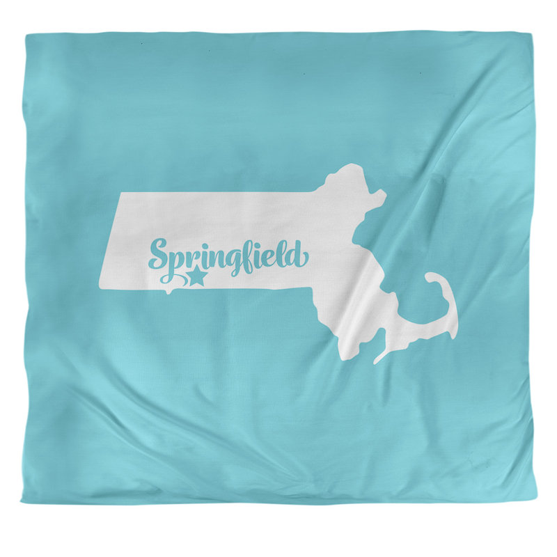 Housse de couette simple Massachusetts, Housse de couette pour grand lit, Bleu sarcelle, Polyester brossé