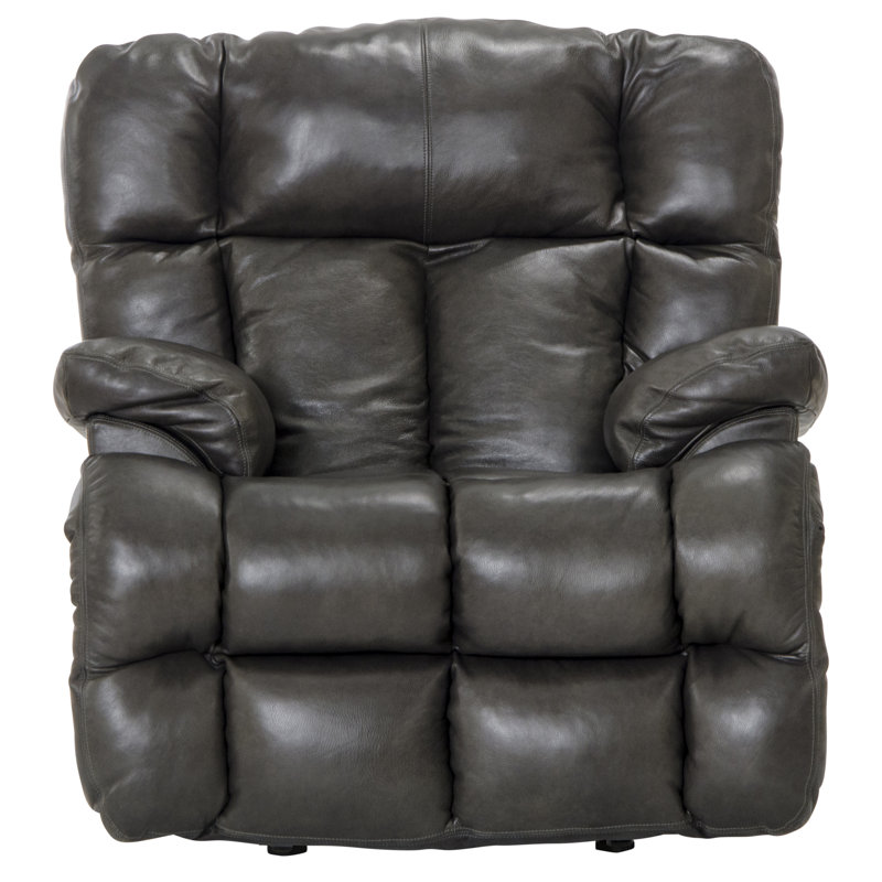 Fauteuil inclinable Reem, Manuel, Cuir véritable acier