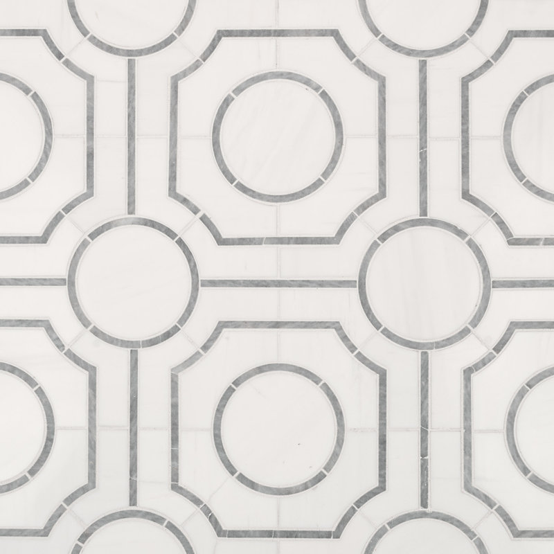 Calabria Frost Galleria 10 in. x 10 in. Polished Marble Mosaic Floor and Wall Tile