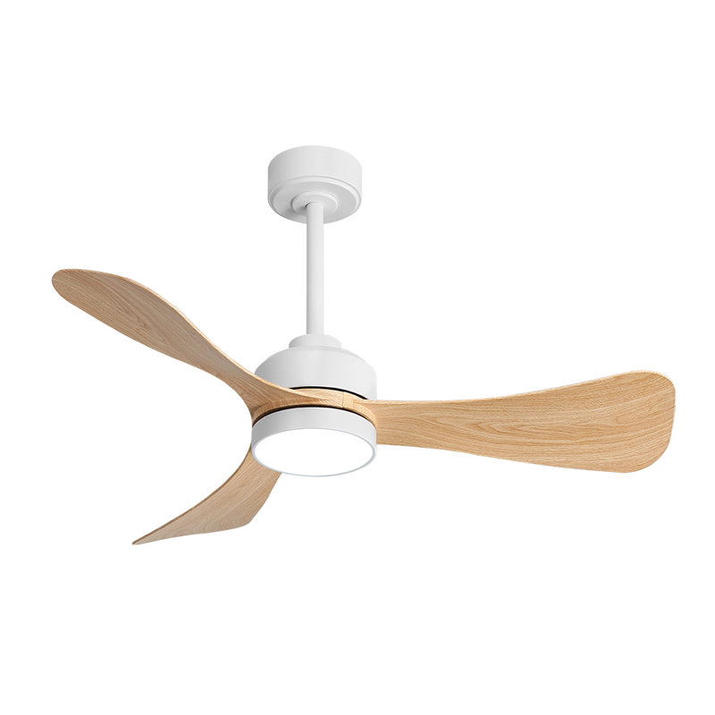 42 In. 3 Abs Blades Indoor Ceiling Fan With Light Kit And Remote, White, Wood Grain
