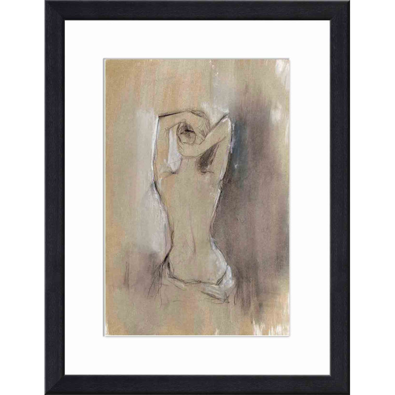 «Contemporary Draped Figure I» par Ethan Harper - peinture encadrée, Noir, H 20 po x l 20 po