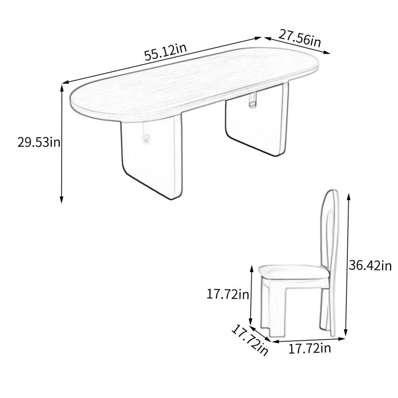 Ensemble de salle à manger Zanilah, Blanc, H 29,53 po x L 55,12 po x l 27,56 po, 5