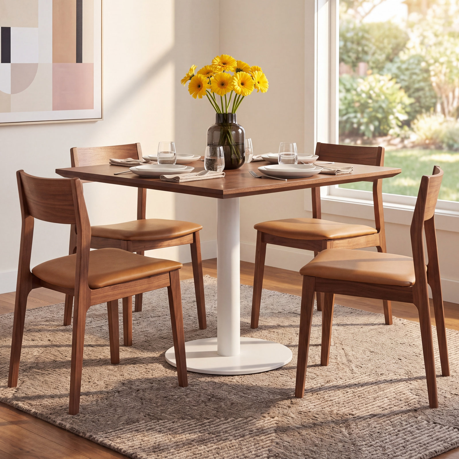 Easy 32 " Dining Table, Walnut, Matte White