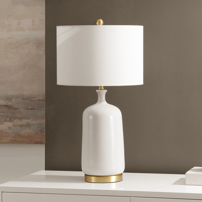 Thierra 28.25 Inch Cream/Brass Ceramic Table Lamp