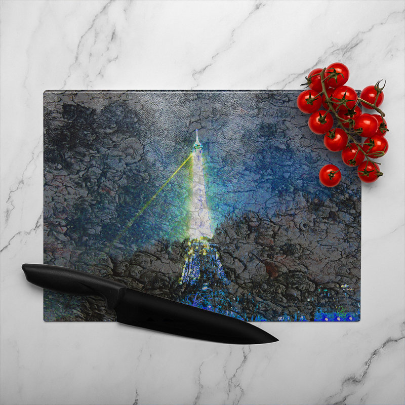 Eiffel Tower And Bark Glass Chopping Board