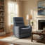 Fauteuil inclinable électrique pivotant Aki, polyester bleu touffeté, mélange de plumes-119907018