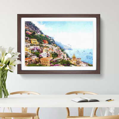 Positano on the Almalfi Coast in Italy - Picture Frame Painting Print on MDF