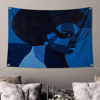 Tapisserie murale «Blue Portrait Woman» - Portrait mural