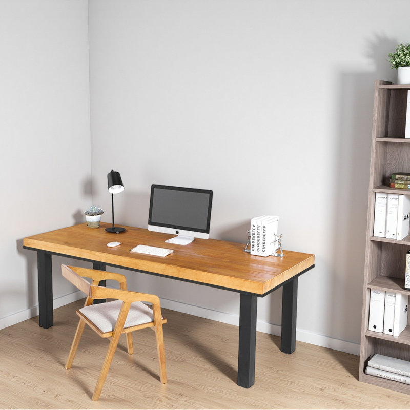 Bureau rectangulaire en bois massif épaissi, H 29,53 po x l 62,99 po x P 27,56 po