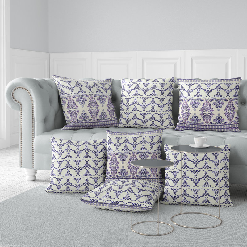 Housse et insert de coussin décoratif intérieur / extérieur en polyester / mélange de polyester, 20 po x 20 po, Blanc / Mauve