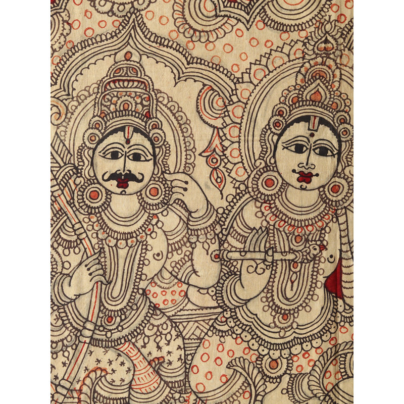 Geeta Updesha - Krishna guidant Arjuna | Peinture de Kalamkari