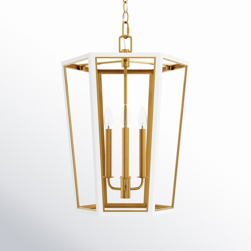 Curt 3 - Light Chandelier, Matte White/Burnished Brass