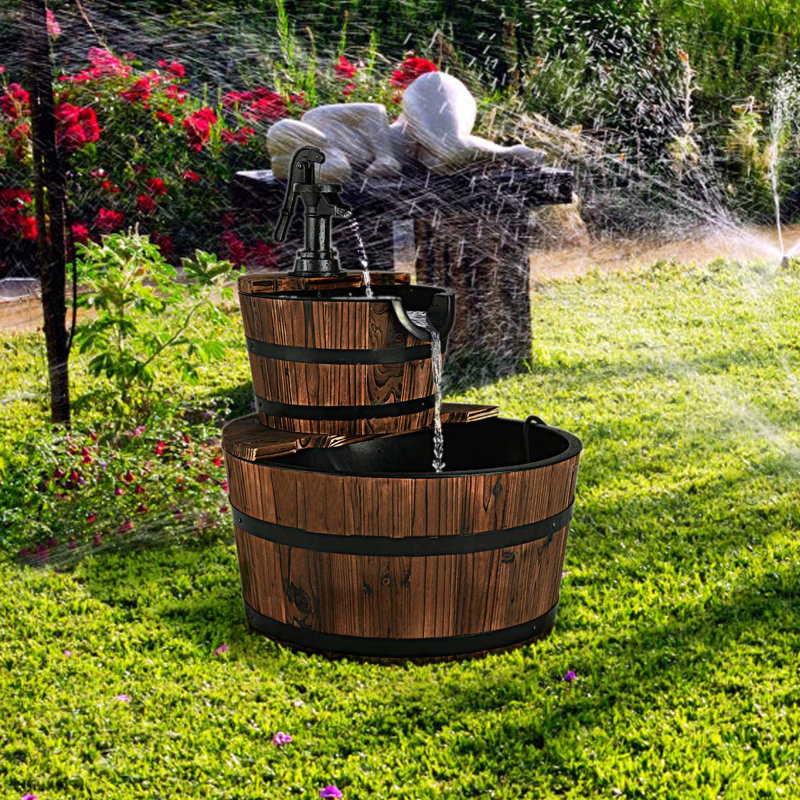 Outdoor Wood Weather Resistant Cascade Fountain