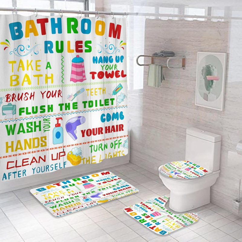 Ensemble de rideaux de douche 4 pièces