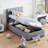 Stylish Twin Size Bed With Hydraulic Lift Function, Gray Platform Mechanism And Elegance