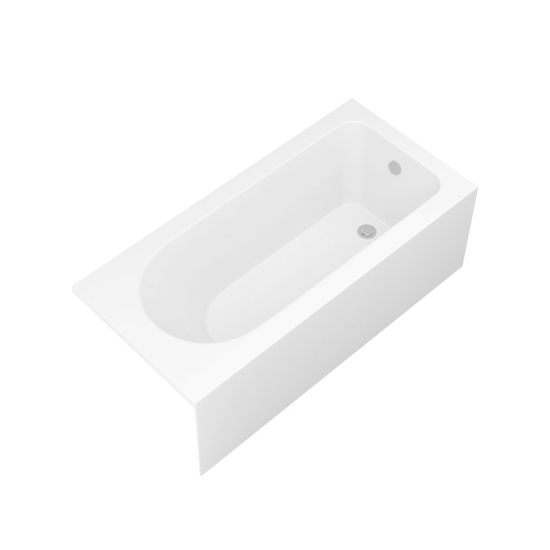 Baignoire encastrée en alcôve blanche 59 po. 59,3 po. Avec trempage à double paroi et bonde rétractable à la main