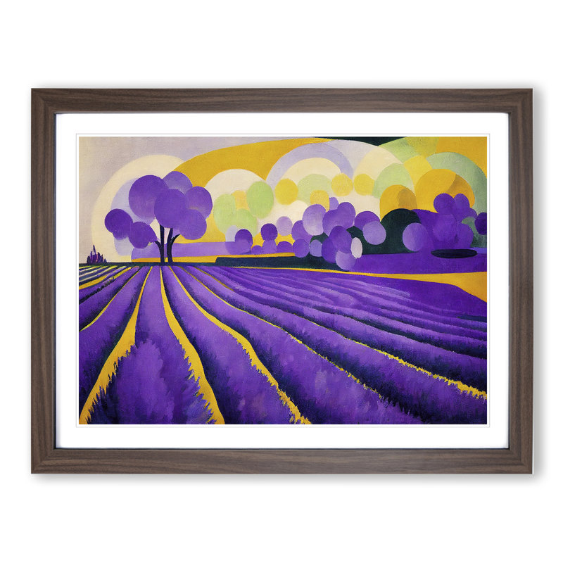Abstract Lavender Field - Framed Print, 46cm H x 64cm W x 2cm D, Walnut