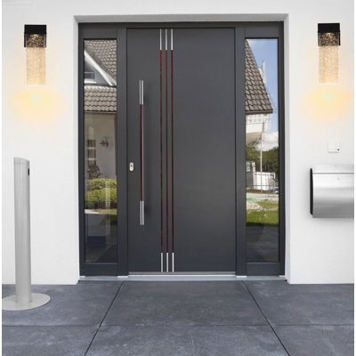 2-Pack Modern Geometric LED Crystal Wall Lantern Matte Black