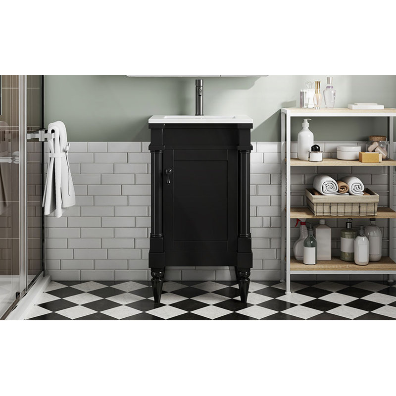 Meuble-lavabo moderne de 18 pouces avec lavabo, Noir