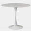 Table de salle à manger ronde en faux marbre 36 po avec base en aluminium blanc Bulters - Design minimaliste moderne