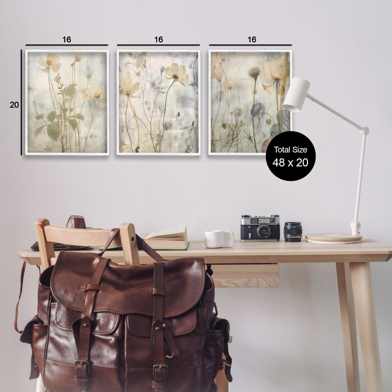  «Soft Blooming Botanicals», ensemble de 3 giclées par lettres et lignes, H 20 po x l 16 po