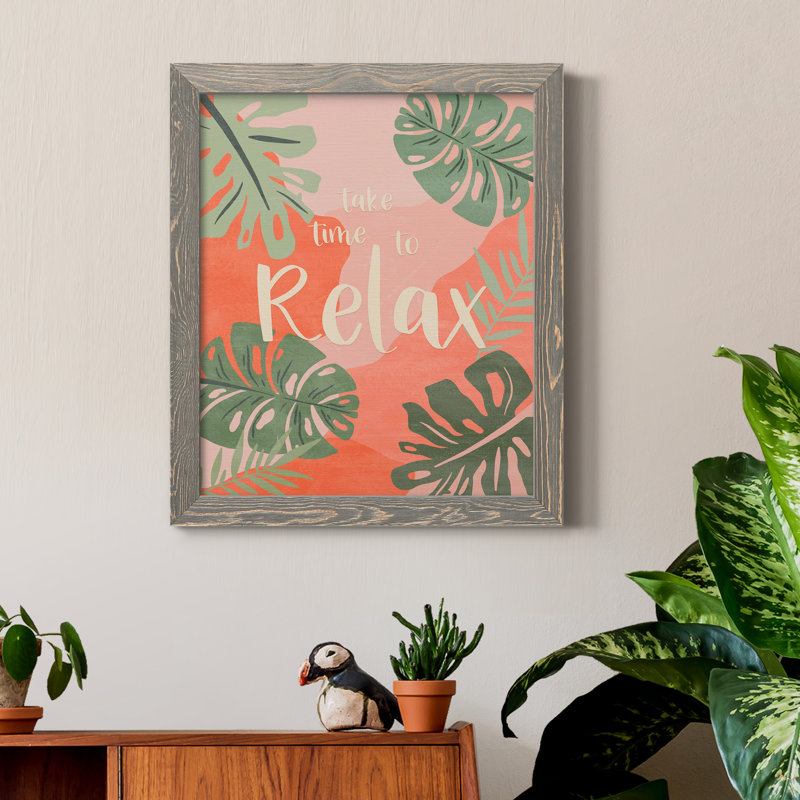 Take Time - Reproduction d'art textuel sur toile encadrée, Encadré gris, H 24 po x l 18 po x P 1,5 po