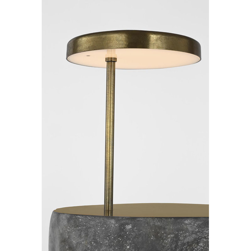 Anne-Marie Barton Lega 36" Sculpted Side Table Reading Floor Lamp in Eclipse with Museum Brass