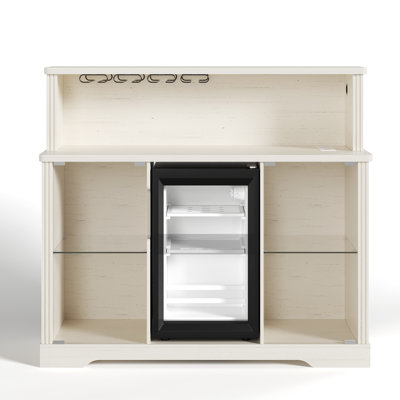 47.2"Modern Wine Cabinet with Built-in RGB Lighting, Charging Station, 4 Removable Wine Racks (Include Refrigerator)