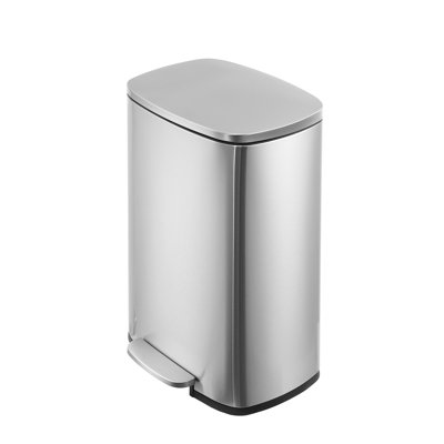 Kitchen Trash Can, 13 Gallon Garbage Can with Soft Close Lid, Stainless Steel Waste Bin with Removable Inner Bucket, Touchless Trash Bin Recycle Bin for Bedroom, Bathroom, Office