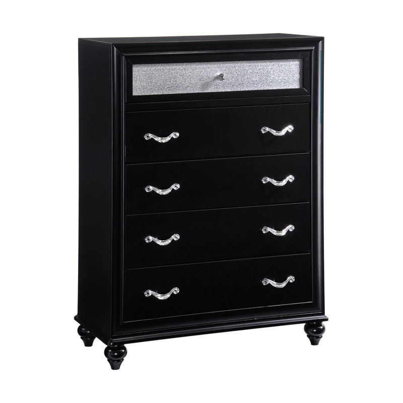 Ensemble de chambre à coucher 2 pièces avec commode Momen, Grand, Noir / gris
