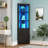 Aspenn 67" H Corner Bookcase with LED Light, Corner Storage Cabinet with Adjustable Shelf-2090997709