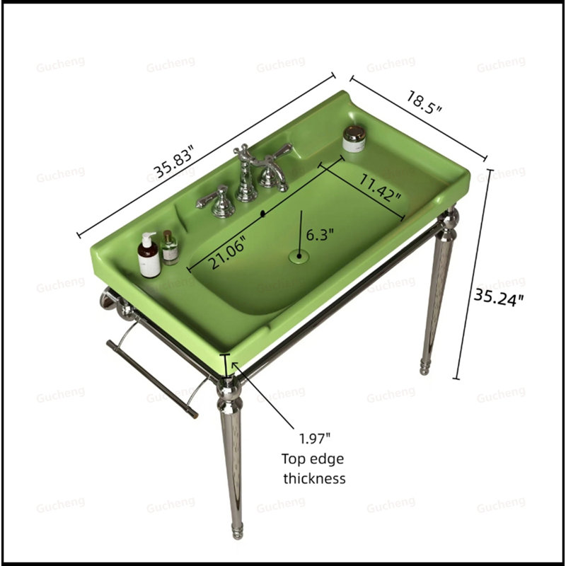 Console de salle de bain 36 "avec pieds en acier inoxydable