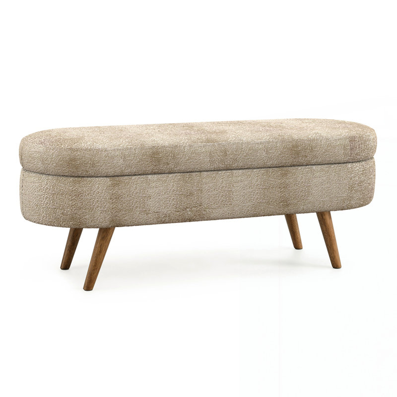 Banc de rangement repose-pieds ovale, Brun
