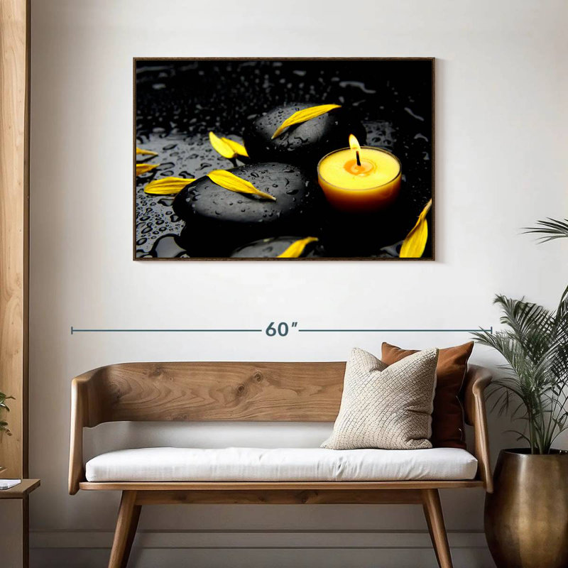 Zen Dewy Candle, 43" X 29", Floating Frame Walnut