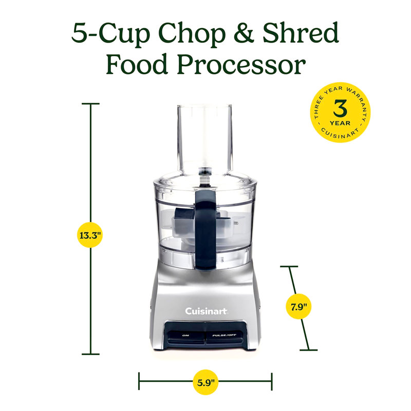 Cuisinart Brushed Nickel Silver 40 fl. oz. Food Processor 250 W