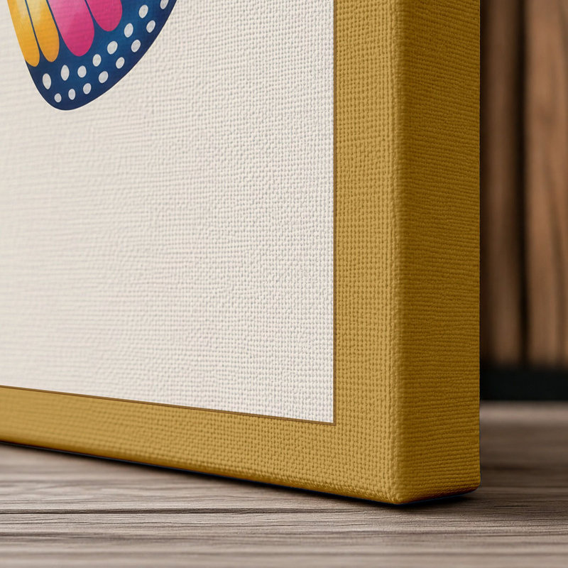 Symmetrical Butterfly Botanical - Wrapped Canvas, 36x24 - 91.4 x 61.0 cm, Ochre Border