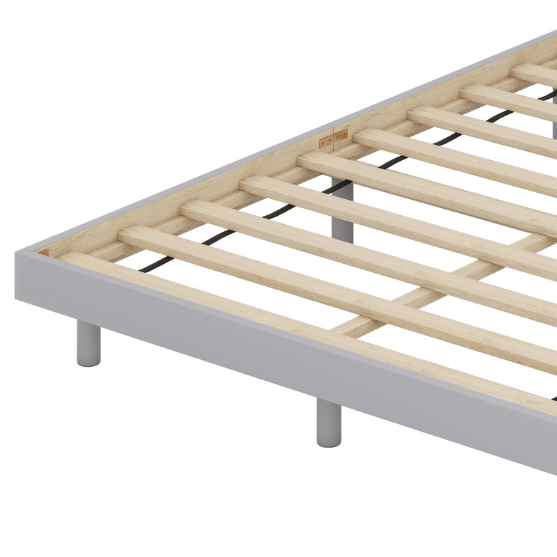 Base de lit plateforme flottante de conception moderne, Gris, Double