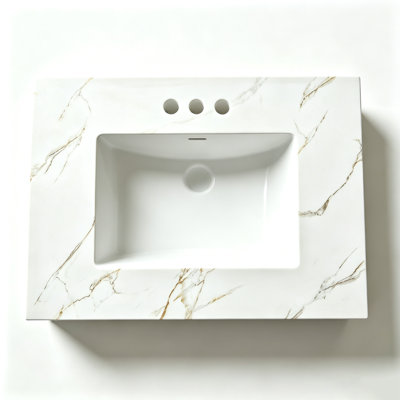 Plan de toilette en résine avec lavabo simple intégré de 31 po de largeur