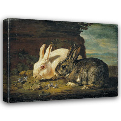 «Two Rabbits» par David De Coninck - Art mural sur toile tendue avec châssis
