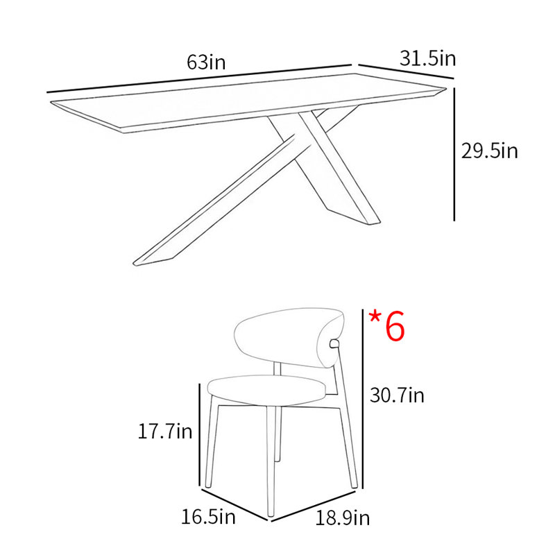 Ensemble de table de salle à manger rectangulaire de style français, Blanc, H 29,5 po x L 63 po x l 31,5 po