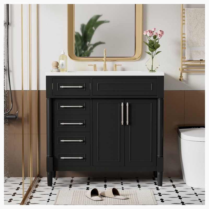 Meuble-lavabo simple 36 po avec plateau Dhananjay