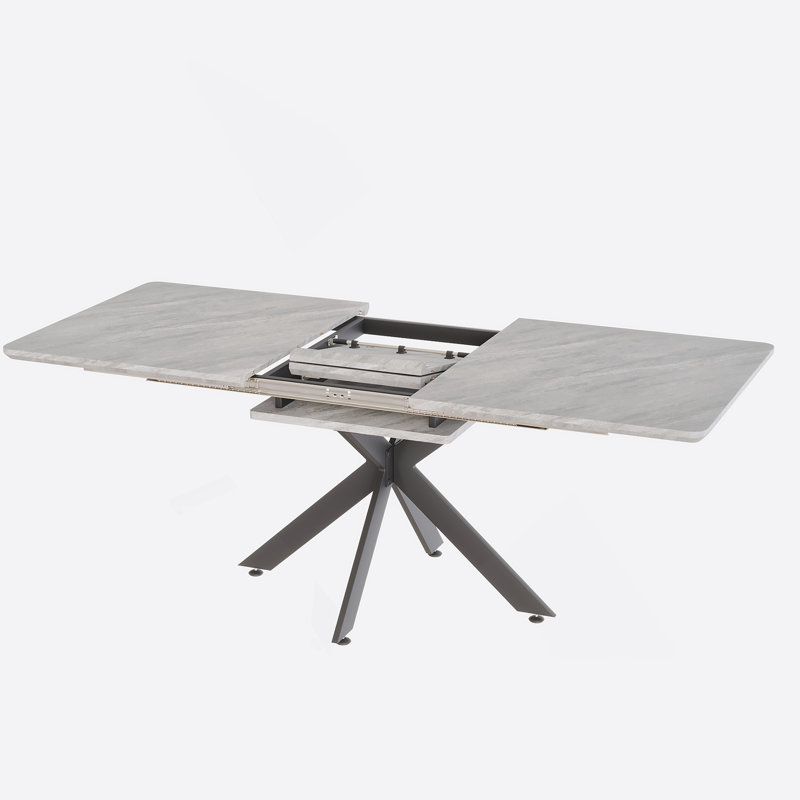 Helsel 62.4"-78.15" Extendable Dining Table with X-Legs, Gray