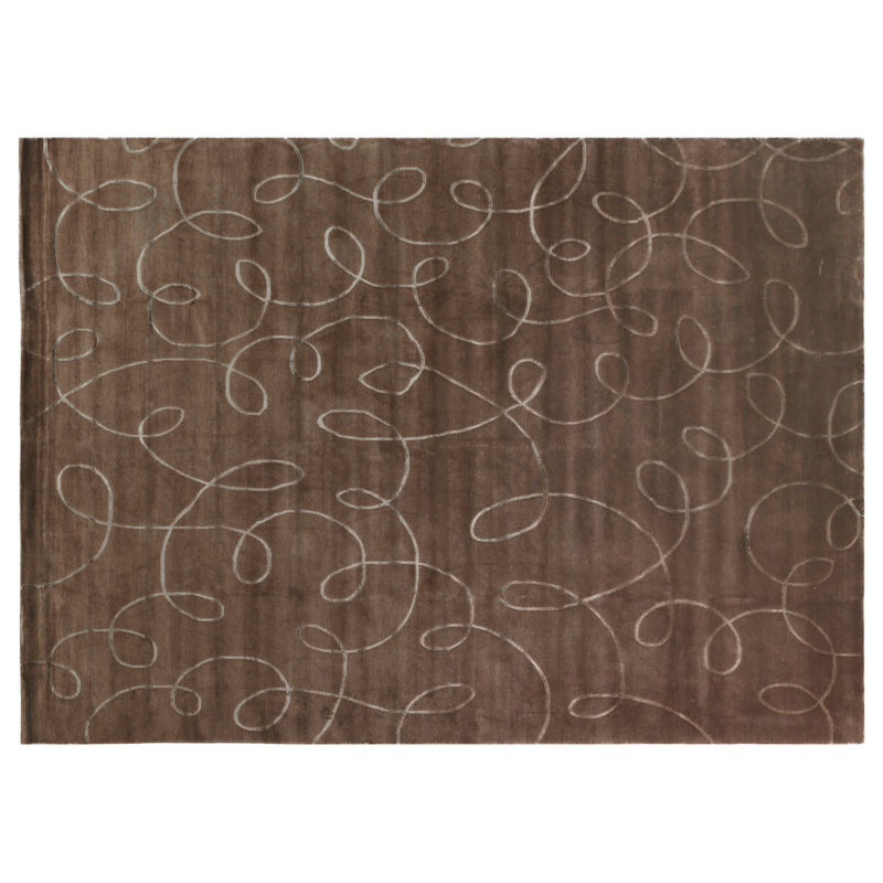 Super Tibetan hand-knotted Wool/Bamboo Silk Chocolate Area Rug