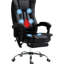 Fauteuil de bureau réglable avec massage à 6 points, chaleur et repose-pieds rétractable à hauteur de chaleur noire, fascinant