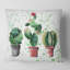 Carré, trois cactus dans des pots en argile - coussin décoratif traditionnel-60158329