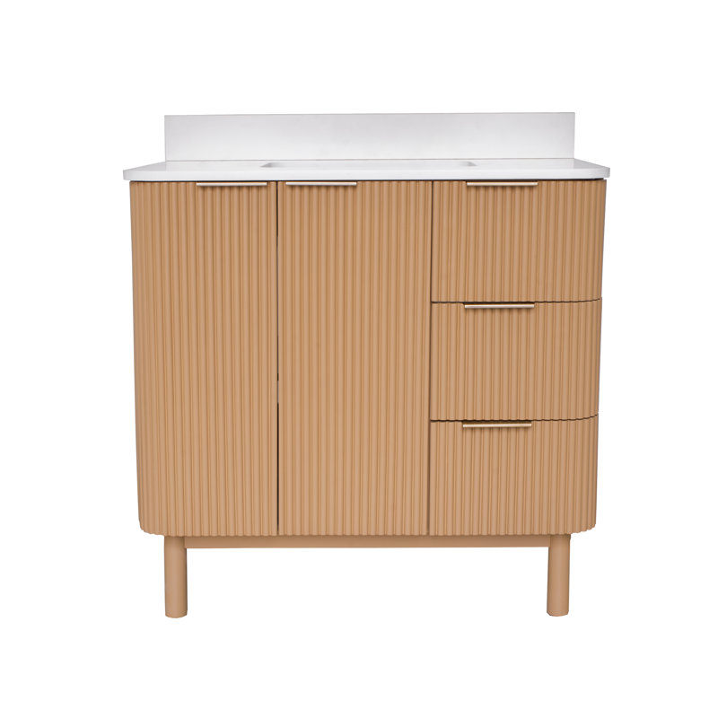 Belwood 36" Bathroom Vanity, Engineered White, Gold