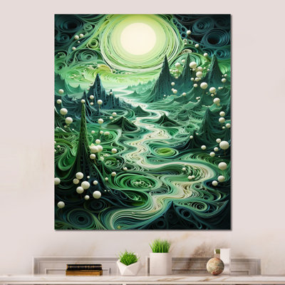«Fantasy Emerald Levitating Landscape» sur métal