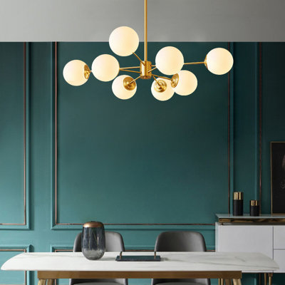 Sputnik Pendant Light Kit Contemporary 8 Heads Solid Brass Ceiling Lamp In Gold